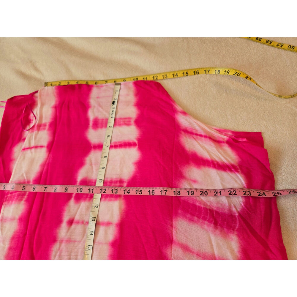 O/S EE:SOME Fuchsia White Tye Dye Ruana Kimono Coverup - Picture 5 of 6
